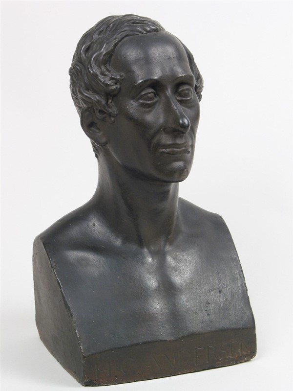 Buste af H.C. Andersen i bronzeret gips, sandsynligvis udført af Jens Adolf Jerichau